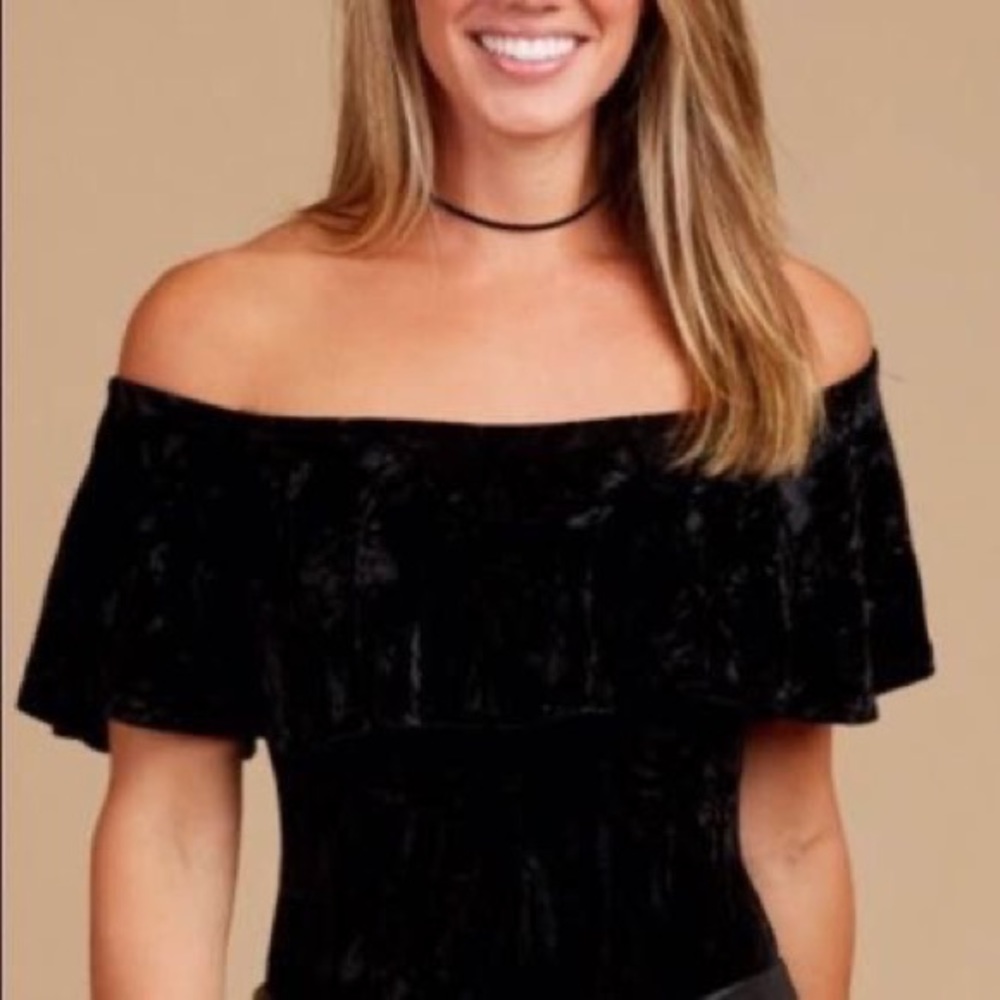 Black Velvet off shoulder bodysuit
